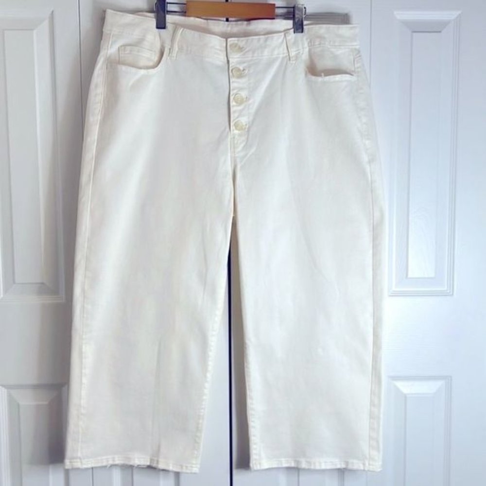 LOVE & LEGEND WHITE DENIM CROP WIDE LEG JEANS SIZE 22